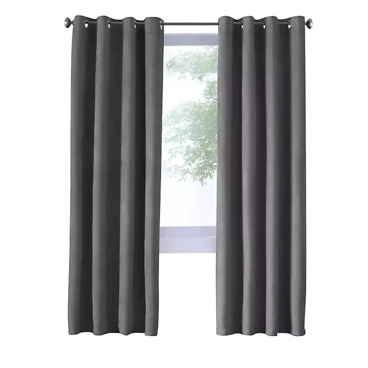 Curtains & Drapes-Kirklands Home Faux Suede Blackout Curtain Panel, 95 in. Gray