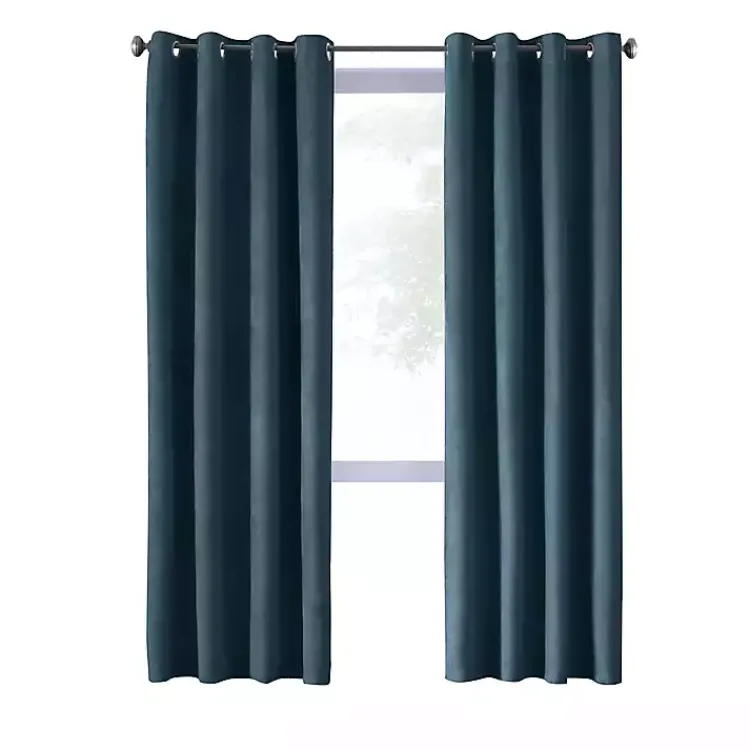 Curtains & Drapes-Kirklands Home Navy Faux Suede Blackout Curtain Panel, 95 in. Blue