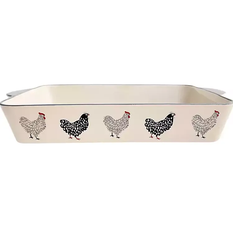 Bakeware & Cookware-Kirklands Home Rooster Stoneware Baking Dish Ivory