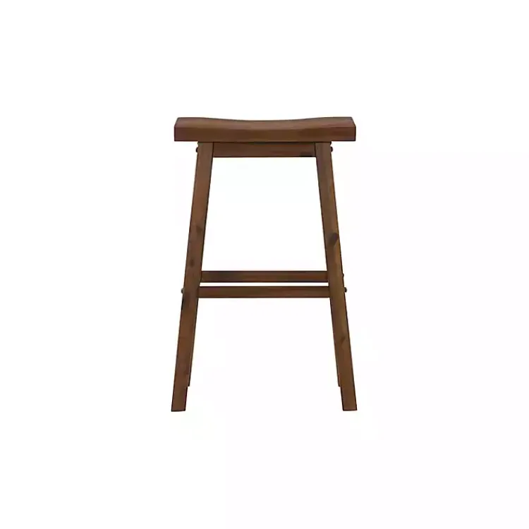 Bar Stools & Counter Height Stools-Kirklands Home Chestnut Wire Brush Saddle Bar Stools, Set of 2 Brown