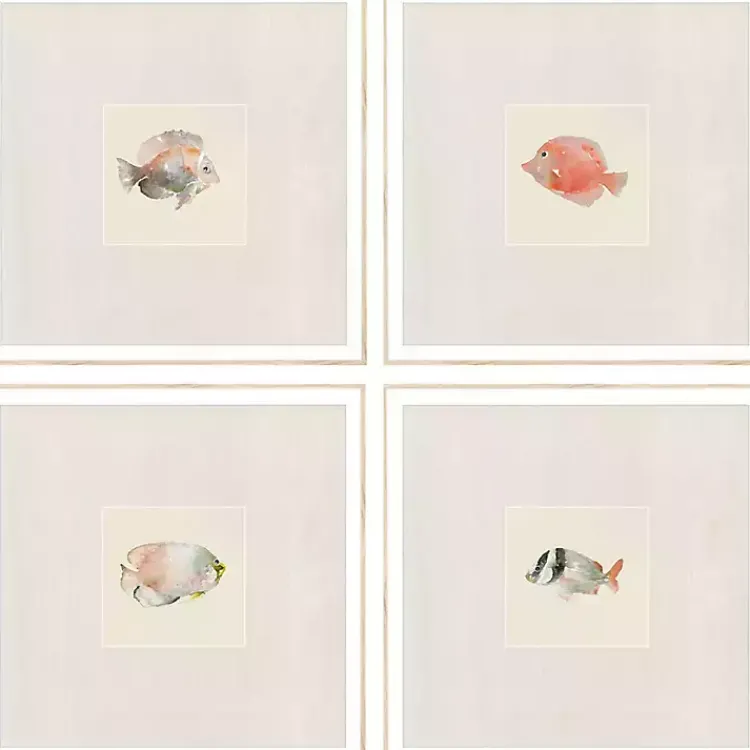 Framed Art-Kirklands Home Coastal Medley Framed Art Prints, Set of 4 Gray