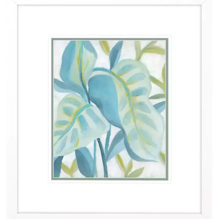 Framed Art-Kirklands Home Aqua Tropical Leaves I Framed Art Print Blue