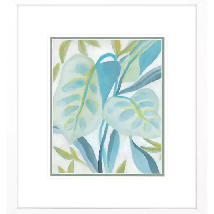 Framed Art-Kirklands Home Aqua Tropical Leaves II Framed Art Print Blue