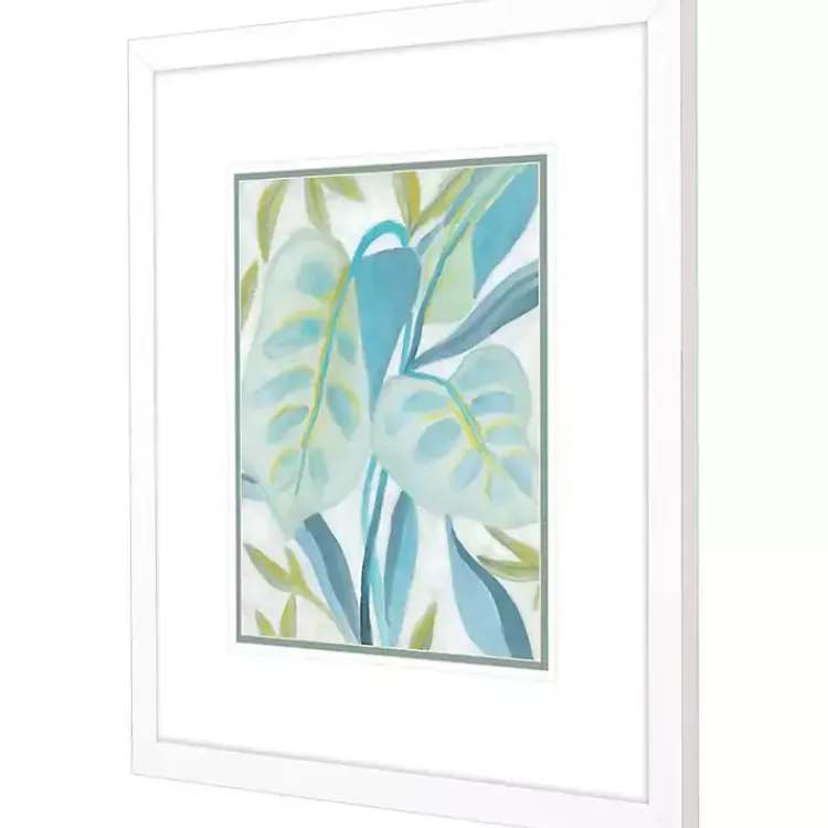 Framed Art-Kirklands Home Aqua Tropical Leaves II Framed Art Print Blue