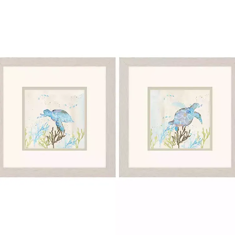 Framed Art-Kirklands Home Blue Sea Turtle Frames Art Prints, Set of 2
