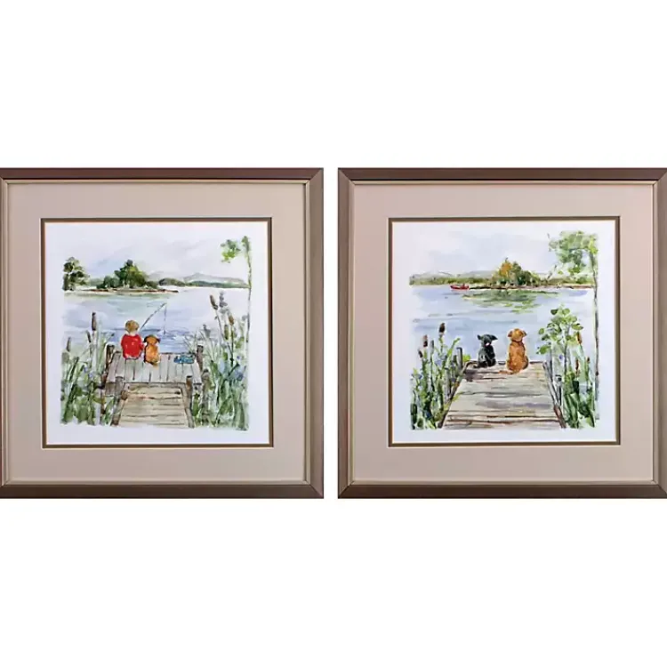 Framed Art-Kirklands Home Lake Dock Framed Art Prints, Set of 2 Multi
