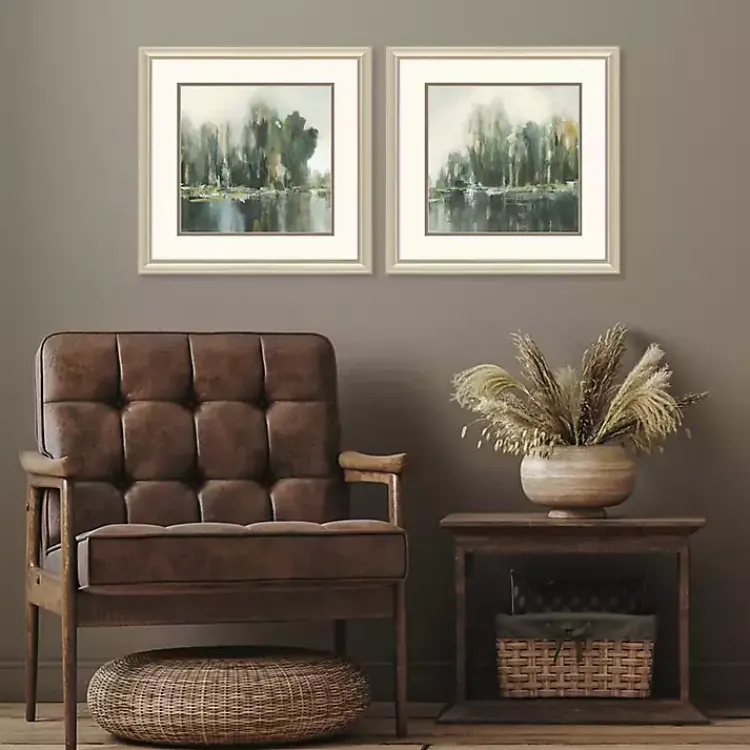Framed Art-Kirklands Home Textured Treeline Framed Art Prints, Set of 2 Blue