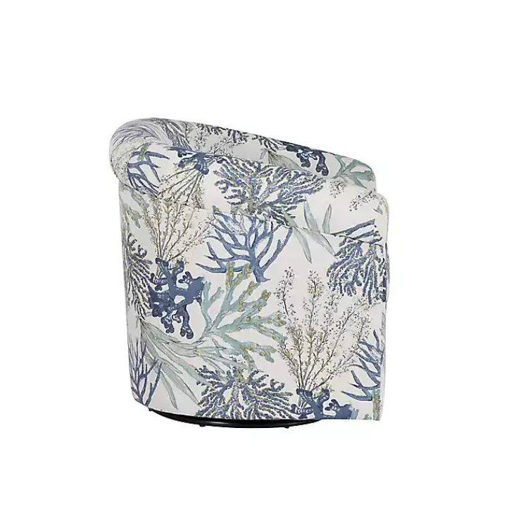 Accent Chairs-Kirklands Home Ocean Bonnie Swivel Accent Chair Blue