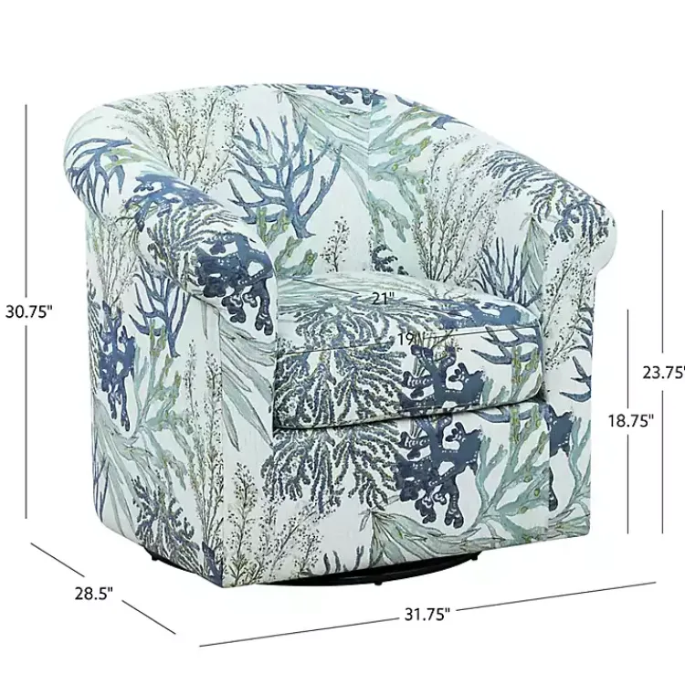 Accent Chairs-Kirklands Home Ocean Bonnie Swivel Accent Chair Blue