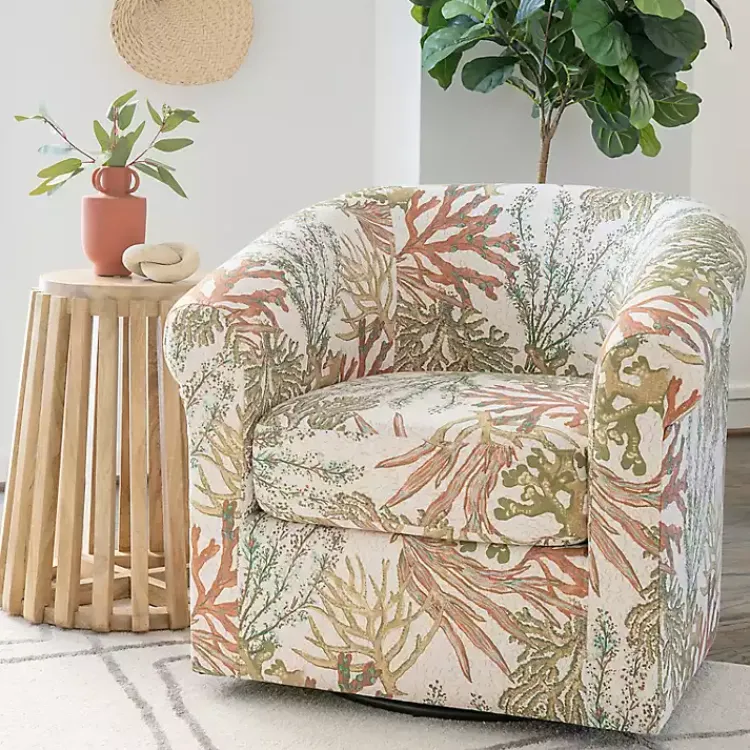 Accent Chairs-Kirklands Home Colorful Ocean Bonnie Swivel Accent Chair Green