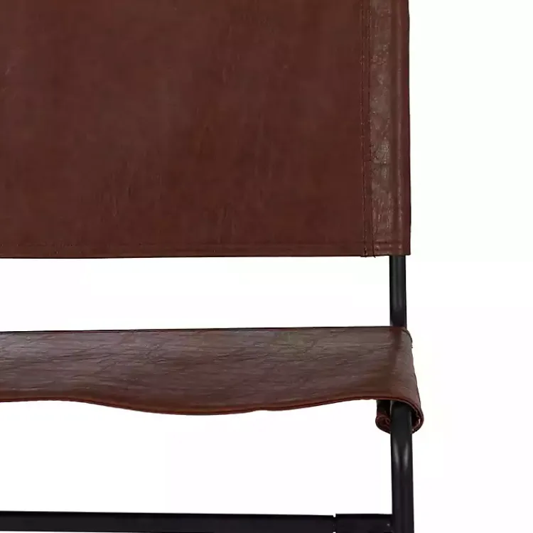 Bar Stools & Counter Height Stools-Kirklands Home Faux Leather Sling Counter Stool Brown