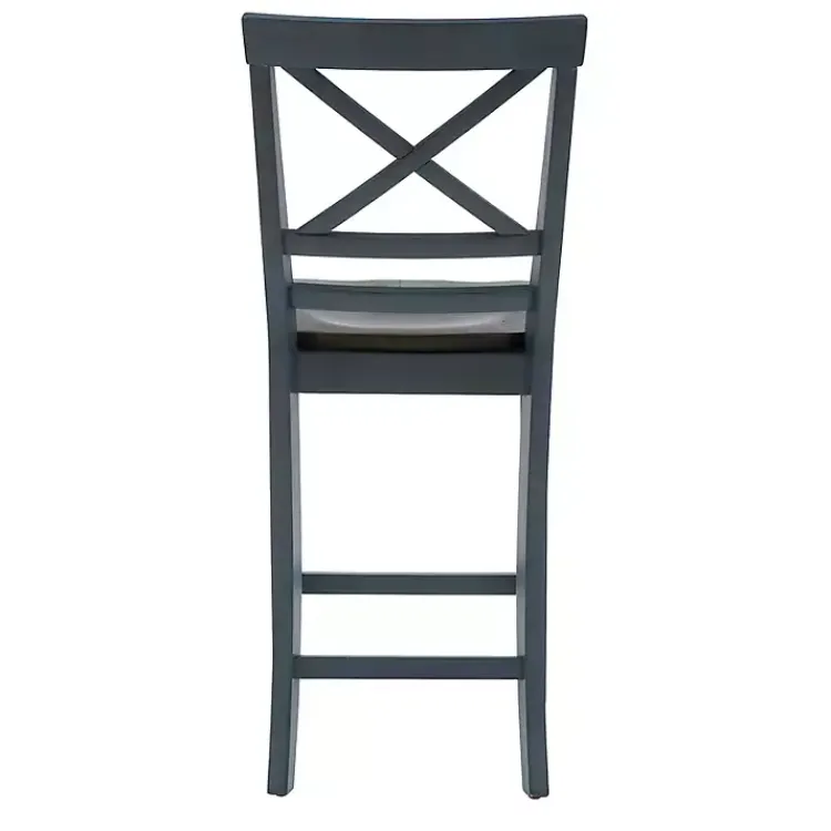 Bar Stools & Counter Height Stools-Kirklands Home Blue and Gray Wood Aliza Counter Stools, Set of 2