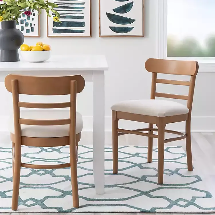 Dining Chairs-Kirklands Home Cream Upholstered Wood Dining Chairs, Set of 2 White