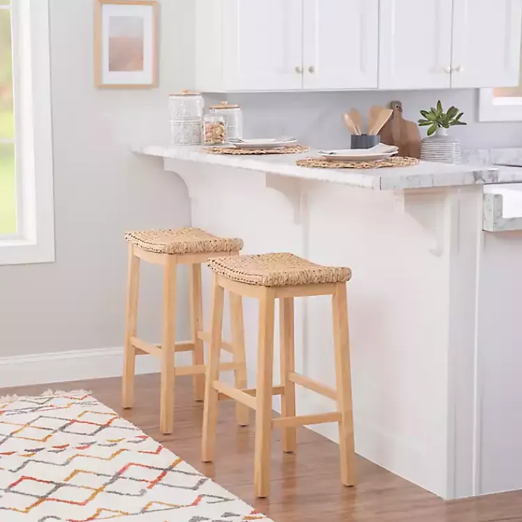 Bar Stools & Counter Height Stools-Kirklands Home Natural Hyacinth Haysom Bar Stool Tan