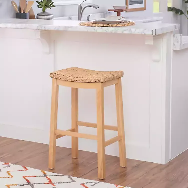 Bar Stools & Counter Height Stools-Kirklands Home Natural Hyacinth Haysom Bar Stool Tan