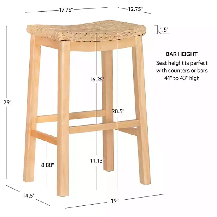 Bar Stools & Counter Height Stools-Kirklands Home Natural Hyacinth Haysom Bar Stool Tan