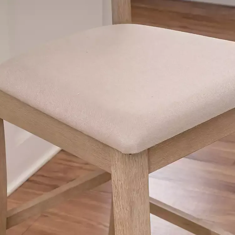 Bar Stools & Counter Height Stools-Kirklands Home Rustic Graywash Wood Upholstered Counter Stool Brown