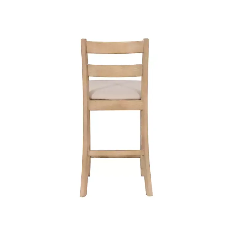 Bar Stools & Counter Height Stools-Kirklands Home Rustic Graywash Wood Upholstered Counter Stool Brown