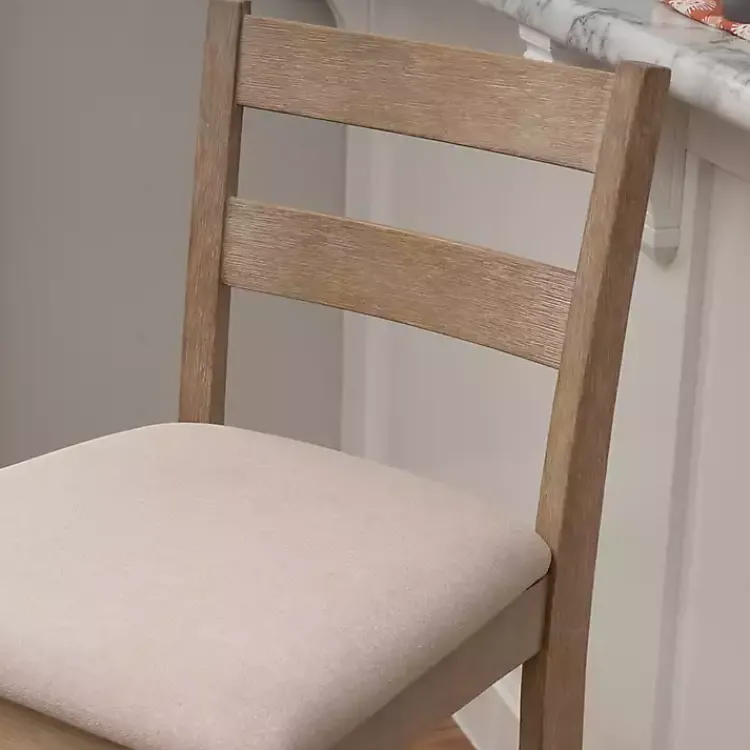 Bar Stools & Counter Height Stools-Kirklands Home Rustic Graywash Wood Upholstered Bar Stool Brown