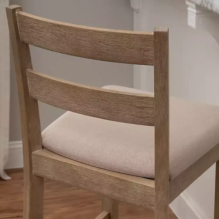 Bar Stools & Counter Height Stools-Kirklands Home Rustic Graywash Wood Upholstered Bar Stool Brown