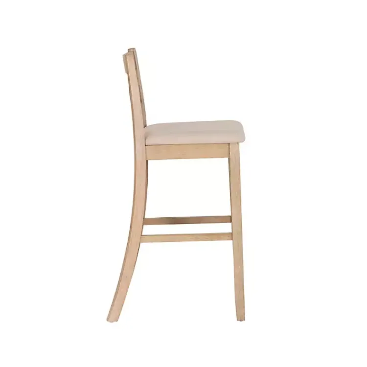 Bar Stools & Counter Height Stools-Kirklands Home Rustic Graywash Wood Upholstered Bar Stool Brown