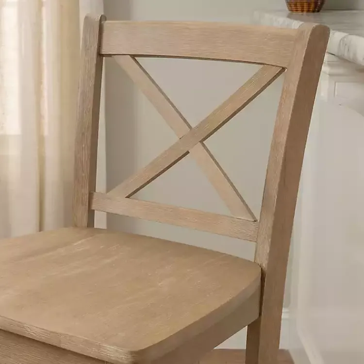 Bar Stools & Counter Height Stools-Kirklands Home Rustic Graywash Wood X Back Bar Stool Brown