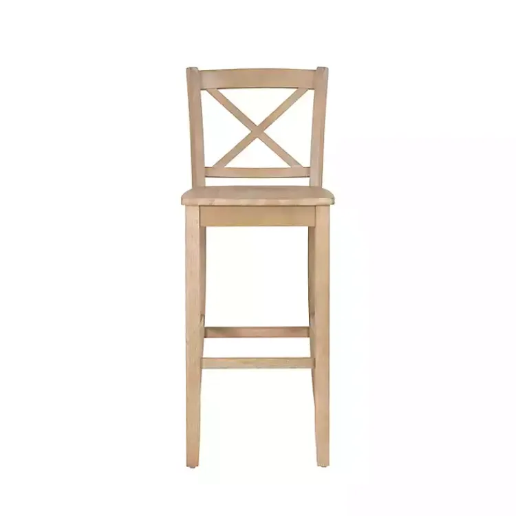 Bar Stools & Counter Height Stools-Kirklands Home Rustic Graywash Wood X Back Bar Stool Brown
