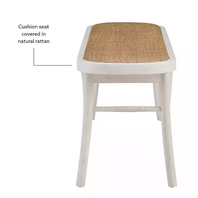Benches & Ottomans-Kirklands Home Wood & Rattan Conelly Bench White
