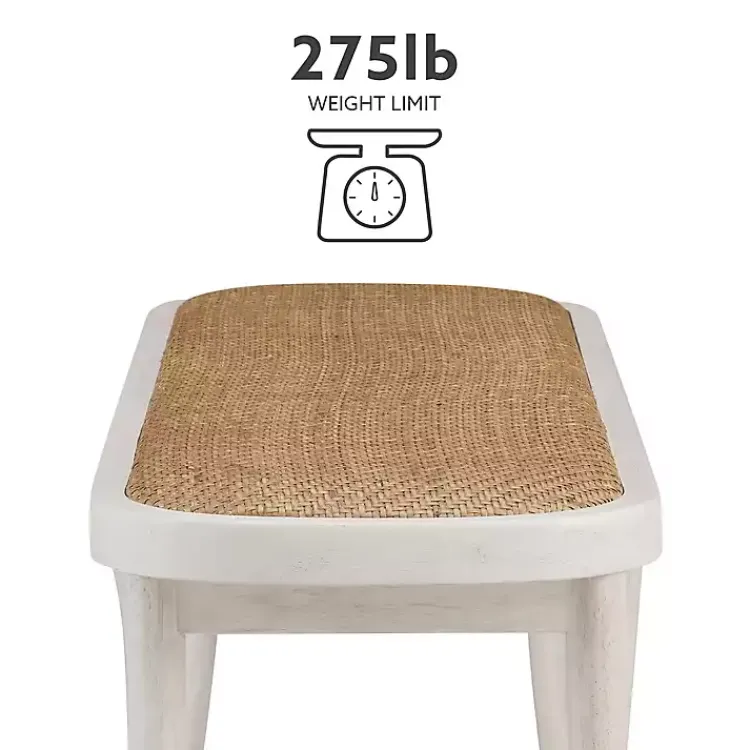 Benches & Ottomans-Kirklands Home Wood & Rattan Conelly Bench White