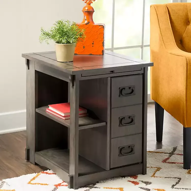 Accent & End Tables-Kirklands Home Wood Parnell Storage Accent Table Gray