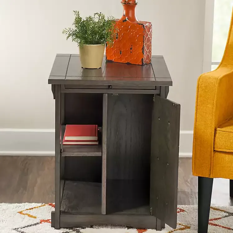 Accent & End Tables-Kirklands Home Wood Parnell Storage Accent Table Gray