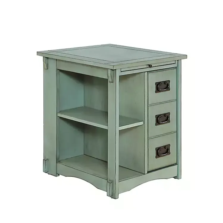 Accent & End Tables-Kirklands Home Teal Wood Parnell Storage Accent Table