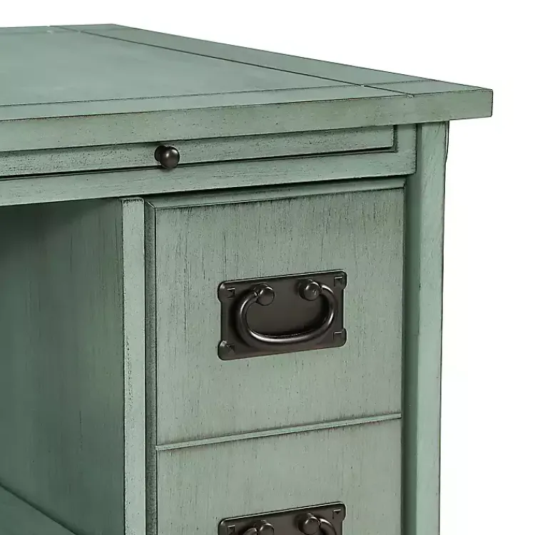 Accent & End Tables-Kirklands Home Teal Wood Parnell Storage Accent Table