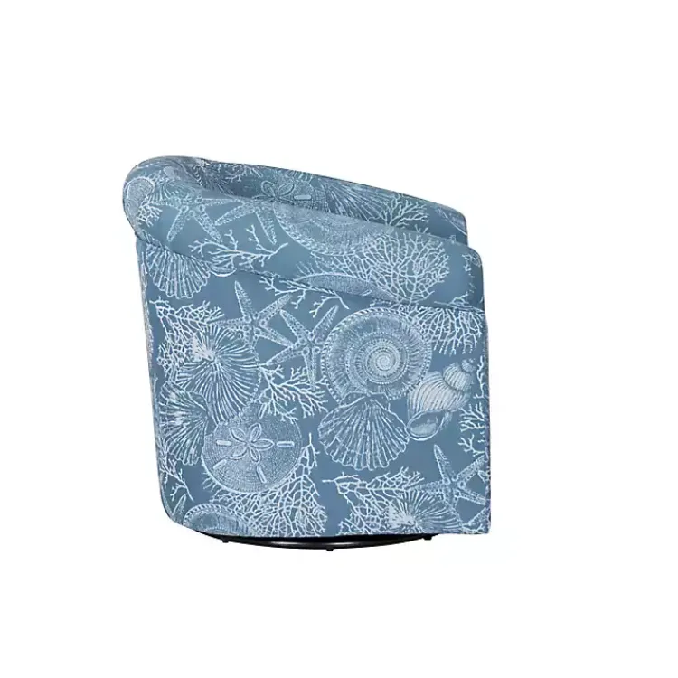 Accent Chairs-Kirklands Home Coastal Bonnie Swivel Accent Chair Blue