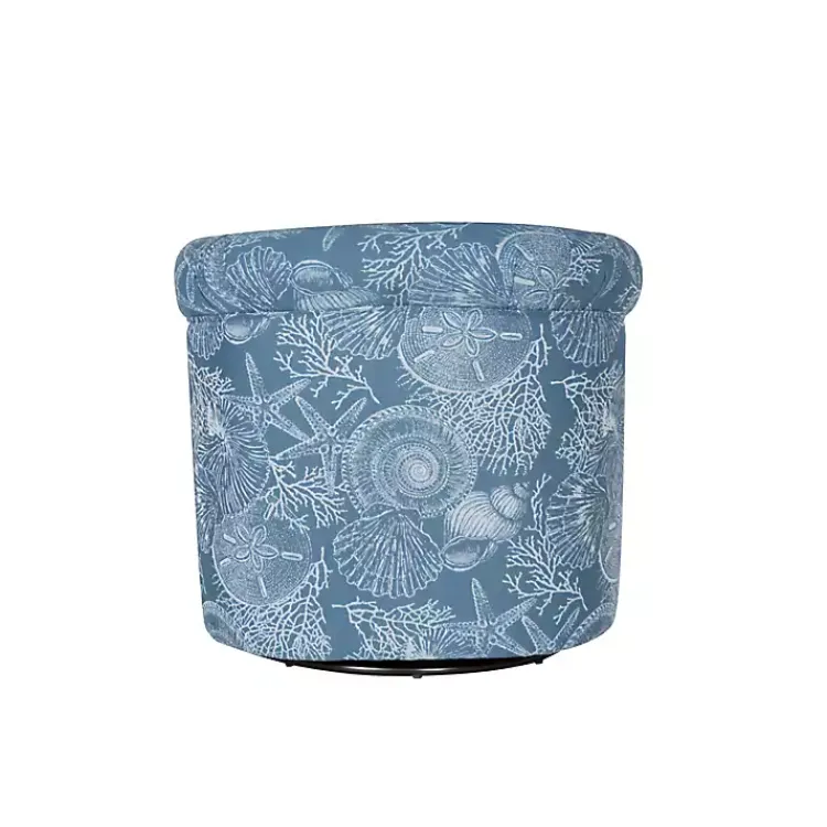 Accent Chairs-Kirklands Home Coastal Bonnie Swivel Accent Chair Blue