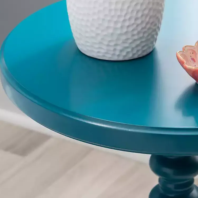 Accent & End Tables-Kirklands Home Teal Wood Spindle Side Table Blue