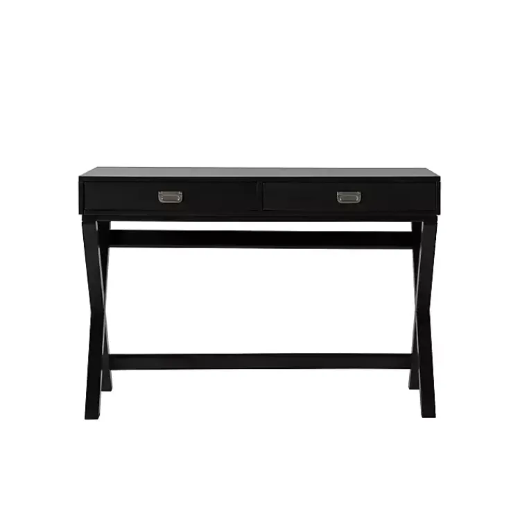 Office Furniture-Kirklands Home Wood 2-Drawer Peggy Desk Black