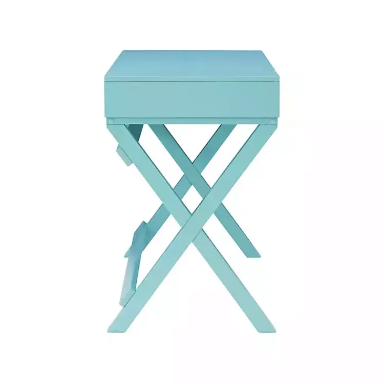 Office Furniture-Kirklands Home Turquoise Wood 2-Drawer Peggy Desk Blue