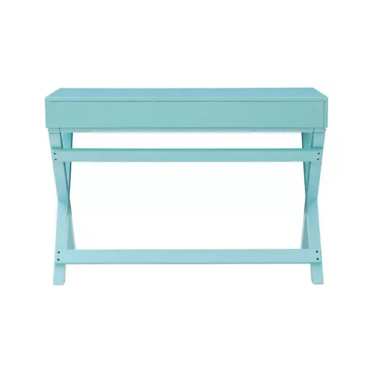 Office Furniture-Kirklands Home Turquoise Wood 2-Drawer Peggy Desk Blue