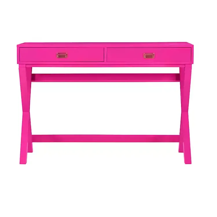 Office Furniture-Kirklands Home Hot Wood 2-Drawer Peggy Desk Pink