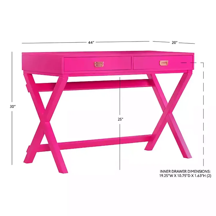 Office Furniture-Kirklands Home Hot Wood 2-Drawer Peggy Desk Pink