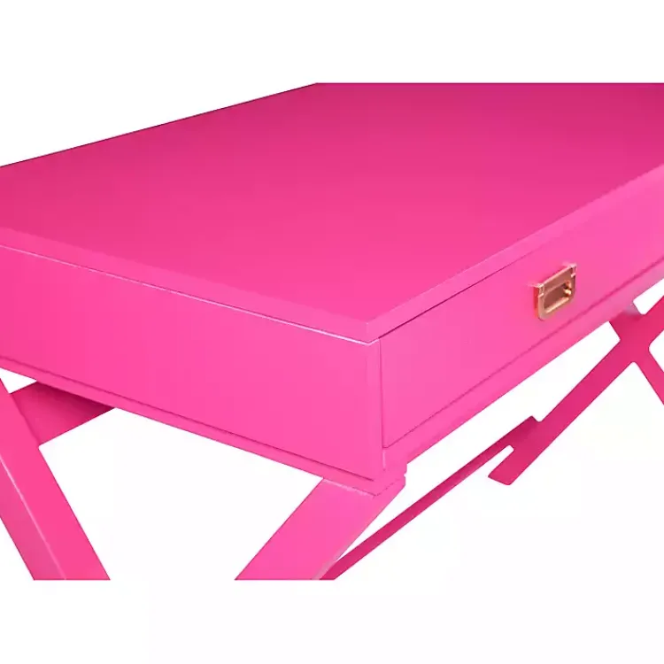 Office Furniture-Kirklands Home Hot Wood 2-Drawer Peggy Desk Pink
