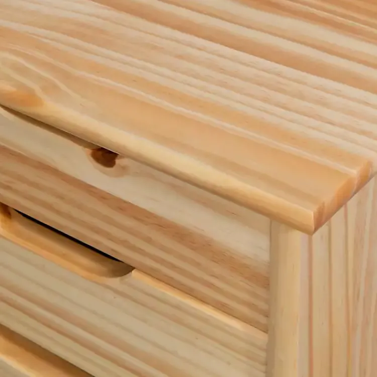 Office Furniture-Kirklands Home Natural Wood 6-Drawer Cary Storage Cart Tan