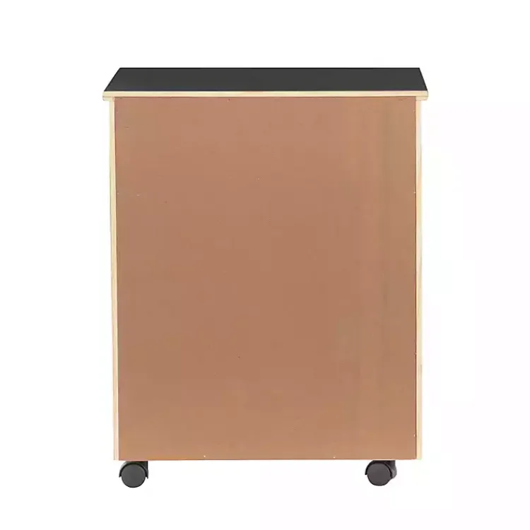 Office Furniture-Kirklands Home Wood Wide 6-Drawer Cary Storage Cart Black