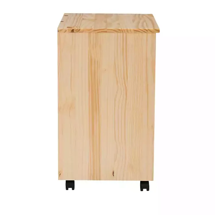 Office Furniture-Kirklands Home Natural Wood Wide 6-Drawer Cary Storage Cart Tan