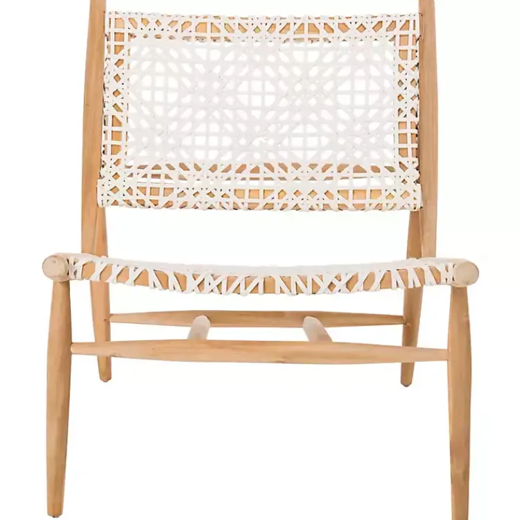 Accent Chairs-Kirklands Home Leather Woven Accent Chair White