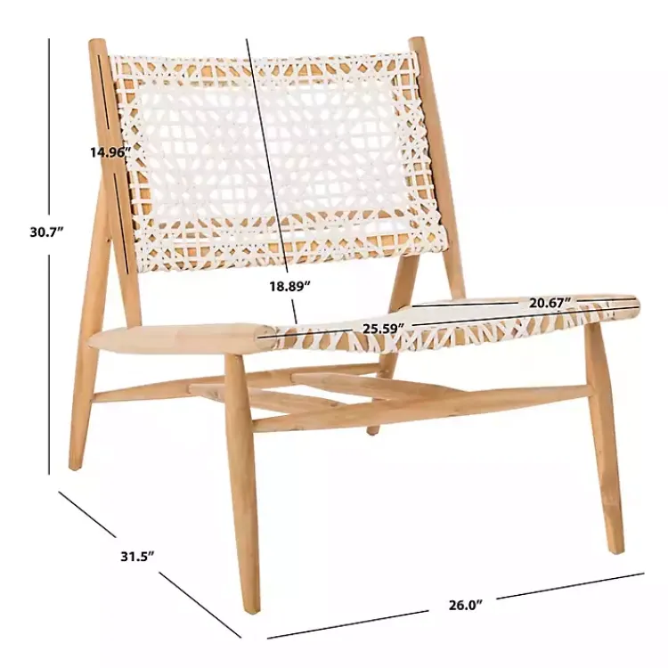 Accent Chairs-Kirklands Home Leather Woven Accent Chair White