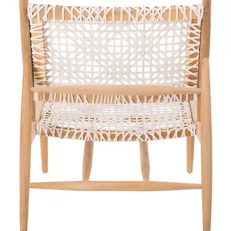Accent Chairs-Kirklands Home Leather Woven Accent Chair White