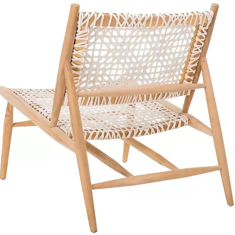 Accent Chairs-Kirklands Home Leather Woven Accent Chair White