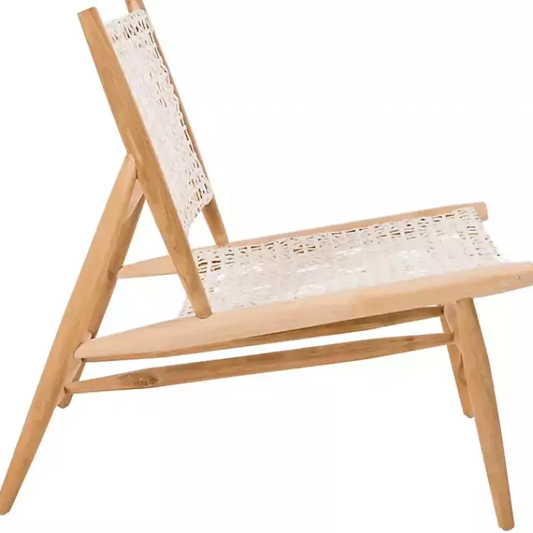 Accent Chairs-Kirklands Home Leather Woven Accent Chair White